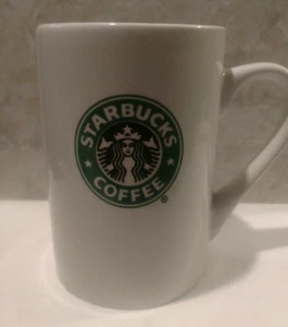 Vintage 2008 Starbucks 2-seitiges Logo weiß 10 Unzen Becher Kaffeetasse KEINE RÜHRSPUREN - Bild 1 von 6