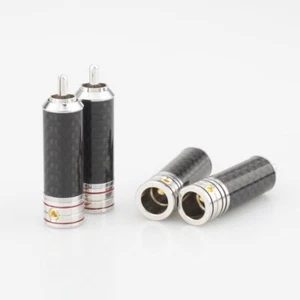 Carbon Fiber Brass Rhodium Plated RCA Phono Plug HI-FI Audio Cable Connector DIY - Picture 1 of 6