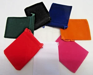 LUXURY SOFT VELVET DRAWSTRING POUCHES BAGS - ASSORTED COLOURS - Picture 1 of 10