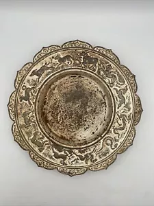 Antique Chinese Cast Iron Zodiac Signs Lotus Flower Incense Burner Base Bowl - Picture 1 of 16