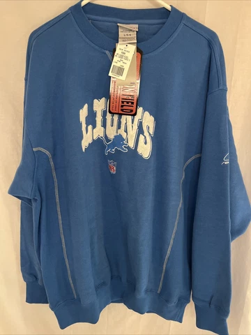 VTG Detroit Lions Reebok NFL On Field Sweatshirt Size Large Blue Crewneck NWT Cover
