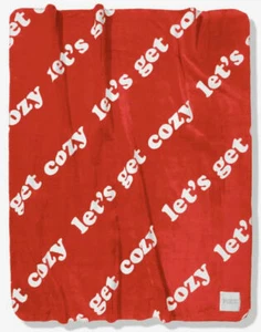 Victoria's Secret Red Let's Get Cozy Sherpa Blanket, Super Soft, Great Gift, NWT - Picture 1 of 4