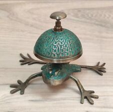 Frog Style Green Patina Antique Finish Brass Vintage Replica Desk Bell Nautical