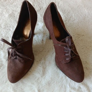 Nine West Brown Suede Court Shoes Stiletto Heel Lace-up detail US 7M / UK 5.5 - Picture 1 of 24