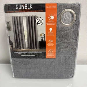 Cortinas de ventana Sun+Blk Total Blackout gris Maxwell 2 piezas 52" x 84" nuevas/etiquetas - Imagen 1 de 4