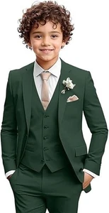 Boys Formal Suit 3 Piece Toddler Tuxedos for Wedding Slim Fit Kids Outfit Jacket - Picture 1 of 33