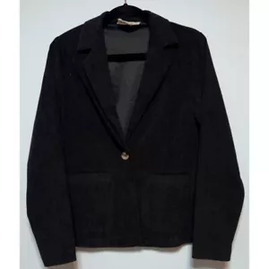 Savanna Jane Damen Schwarz Cord Blazer Größe S Dark Academia Minimalistisch Preppy - Bild 1 von 5