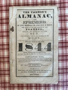 1844 Farmer's Almanac and Ephemeris Ithaca New York Antebellum Americana 1840s - Picture 1 of 5