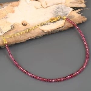 925 Sterlingsilber Natürlich Rot Spinell Facettiert Rondell Perlen 8.7 " Armband - Bild 1 von 5