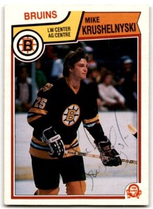 1983-84 O-PEE-CHEE MIKE KRUSHELNYSKI ROOKIE BOSTON #52 HAND SIGNED