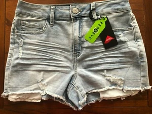 New So Light Blue Stretch Jean High Rise Shorties 2.5" Inseam Size 7/28" Waist - Picture 1 of 5