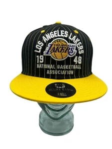 NEW Ultra Game NBA LOS ANGELES LAKERS 1948 Snapback Hat Black w/ Gold Pinstripes - Picture 1 of 9