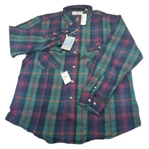 Nwt Vtg 90s River Trader Flannel Shirt Mens Large Long Sleeve Plaid Red Green - Picture 1 of 8