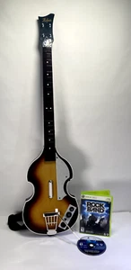 Xbox 360 Rock Band Beatles Hofner Bass Wireless Controller Guitar XBGTS3 & Game - Picture 1 of 6