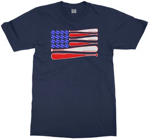 Baseball and Bat American Flag Youth T-Shirt Team Player Gift Idea - Picture 1 of 15