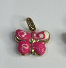 9ct Gold 375 Butterfly Pink Enamel Charm / Pendant New