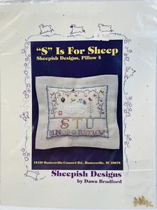 S Is For Sheep Sheepish Designs Dawn Bradford Cross Stitch Alphabet Pillow 4 - Picture 1 of 3