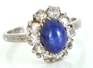 VTG BEAUTIFUL 10K WHITE GOLD SIGNED BDA BLUE STAR SAPPHIRE RING S6 2.9 GRAMS - Picture 1 of 2