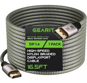 GearIT DisplayPort Cable 1.4 (8K@60Hz, 4K@144Hz, 2K@165Hz), 16.5 Feet, 1 Pack - Picture 1 of 10
