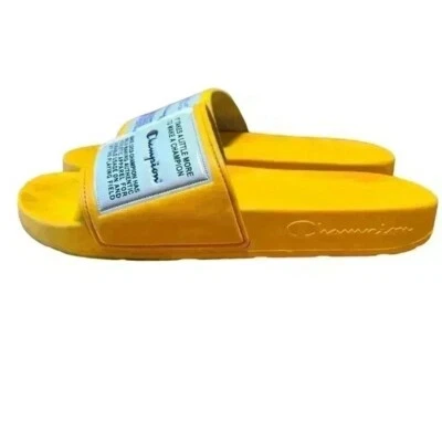 Diapositivas con logotipo amarillo Champion para hombre talla 11M Foto 1 de 4