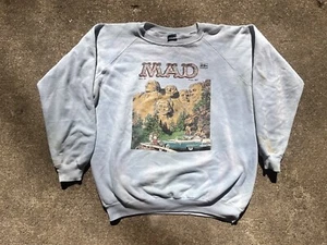 1980s MAD MAGAZINE "What me Worry" Alfred E Neuman Distressed Sweater Size XL - Picture 1 of 11