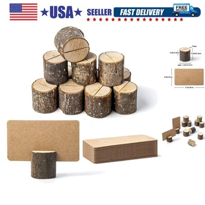 12 piezas mini tarjeteros de madera y 24 tarjetas Kraft Place, mesa rústica... Foto 1 de 4