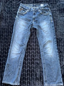 Ariat Jeans Herren Distressed Blau Straight Leg Western Denim Größe 30 - Bild 1 von 11