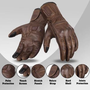 Genuine Leather Motorcycle Gloves With Touch Screen Material on Index Finger - Picture 1 of 10