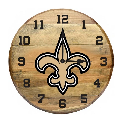 NEW ORLEANS SAINTS AUTHENTIC OAK BARREL 21" CLOCK Cover