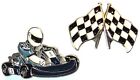 Go Kart Racing Karting & Chequered Flag Motorsport Metal Enamel Pin Badges NEW