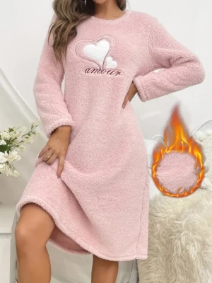 Damen Schlafanzug Pyjama Winter Fleece Hausanzug Kuschelig Flauschig Warm Weich - Bild 1 von 4