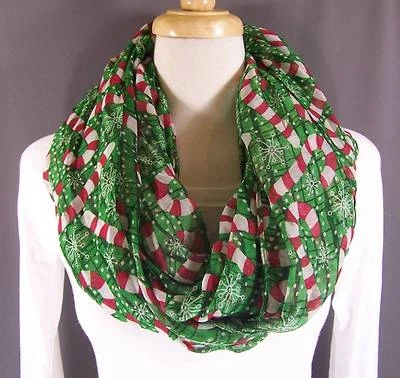 Конфеты трости шарф красный белый рождественский круг бесконечность бесконечная петля длинная марля - Изображение 1 из 4