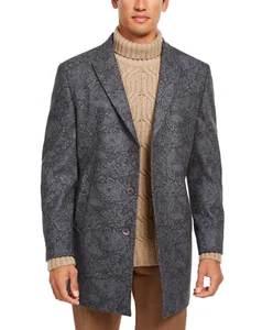 Tallia Orange Men's Slim Fit Floral Paisley Overcoat Grey Size Medium  - Picture 1 of 5