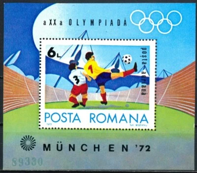 Minihoja RUMANÍA 1972 - Correo aéreo - Juegos Olímpicos - Munich, Alemania - SIN USAR Foto 1 de 2