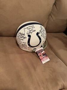 RARE LENNY MOORE SIGNED COLTS TK STAT HELMET JSA WITNESS 17 INSCRIPTIONS - Picture 1 of 5