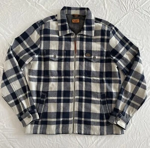 Superdry Jacke Herren L Wollmischung kariert Flanellblau Arbeitskleidung JPN Handwerk Reißverschluss - Bild 1 von 10