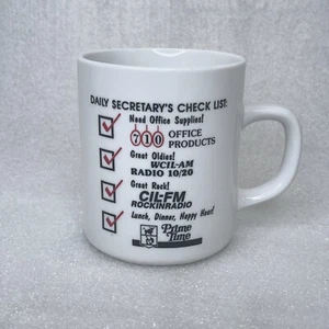 Vintage Coffee Mug Daily Secretary's Check List Advertising Southern IL WCIL FM - Picture 1 of 6
