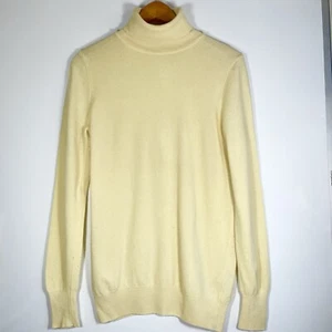 BENETTON Vintage Ladies Roll Neck Jumper Knitted Merino Italian Yellow Size M - Picture 1 of 6