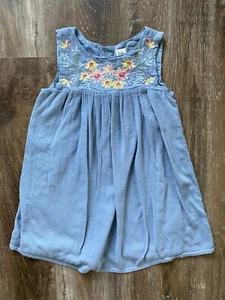 GAP KIDS blue-gray gauze lined dress with embroidered bodice~girl's size XS~4-5~ - Picture 1 of 5