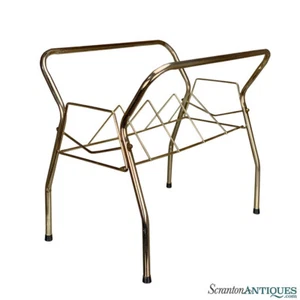 Mid-Century Atomic Gold Aluminum Vinyl Record Holder Stand Caddy - Picture 1 of 7