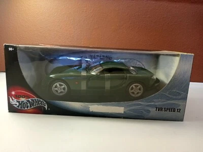 100% HOTWHEELS TVR SPEED 12 GREEN- 1:18 Scale: 2001 Mattel- Sealed, Box Damage  - Image 1 of 4