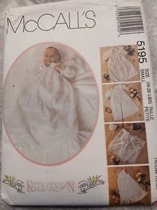 McCalls 5195 CUT Christening Gown Coat Slip Bonnet Baby Size 15-20 lbs c1991 - Picture 1 of 4