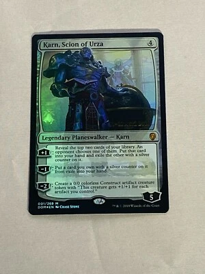 MTG FOIL Prerelease Karn, Scion of Urza Dominaria Magic the Gathering - Image 1 of 2