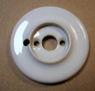 Victorian Reclaimed White Porcelain Door Knob Back Plate Privacy Lock Escutcheon - Image 1 of 4