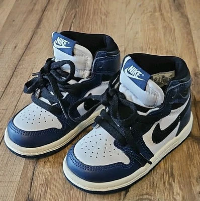 Nike Infantil Niños Air Jordan 1 Retro Alto OG FD1413-401 Azul Blanco Zapatos Talla 6C Foto 1 de 4