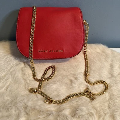 Bolsa tiracolo Marc Jacobs batom couro vermelho estilo M0014787 nova sem etiquetas - Imagem 1 de 4