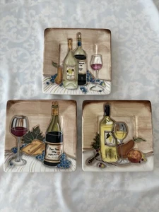 Cheryl Rosa von Henriksen Imports Quadratisch Wein Wand Dekor Teller 8" 3er Set - Bild 1 von 10