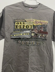Glenwood Canyon Brewpub Old Depot Porter Shirt Men's M Cotton Gray Colorado Tee - Picture 1 of 11