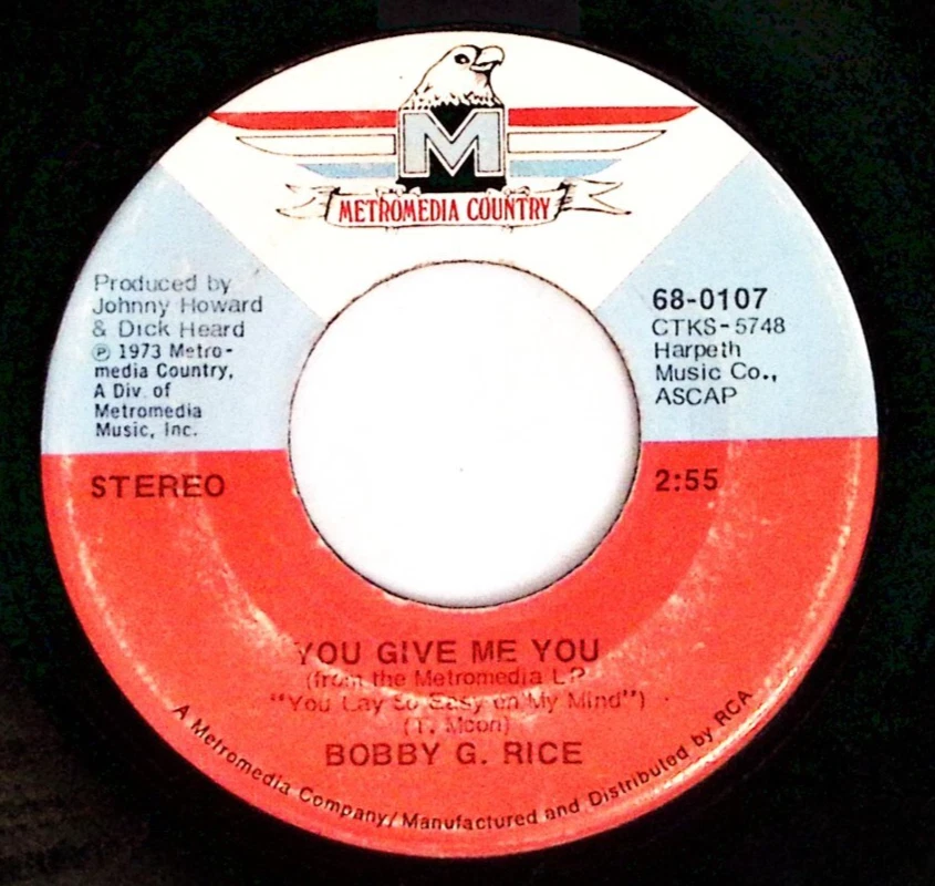 BOBBY G. RICE – YOU GIVE ME YOU / BRING YOUR LOVE TO ME SOFTLY VINYL 45 80-59 Foto 1 de 3