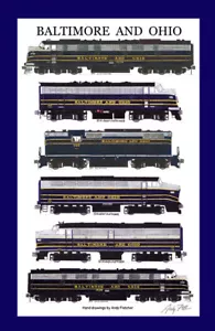 Póster Baltimore y Ohio Clásico Diesel 11""x17"" 12""x18"" Estera Andy Fletcher firmada - Imagen 1 de 1